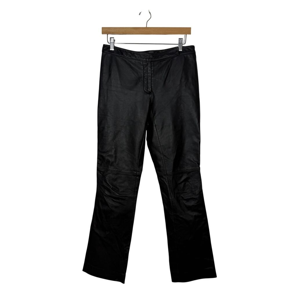 Laundry by Shelli Segal 100% Leather Pants Women's Size 6 Black Straight Leg